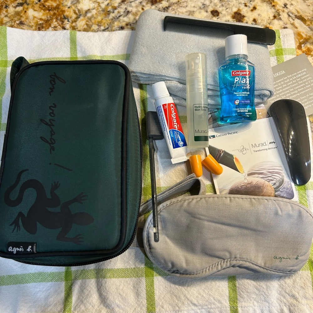 Agnes B. Green and Gray Toiletry Bag Set